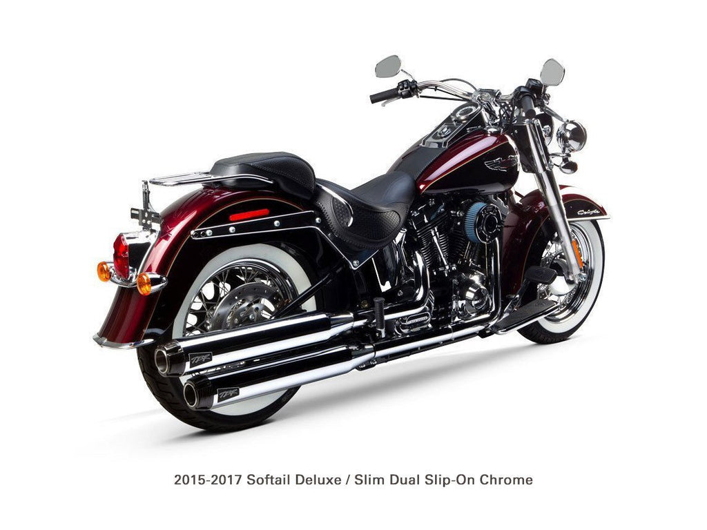 Harley Davidson Softail Deluxe - Slim (2015-2017) Dual Long Chrome Slip-Ons - Two Brothers Racing - TBR Canada