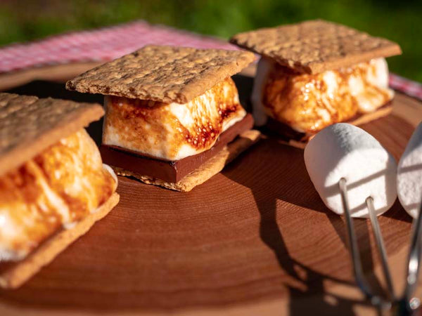 Classic s'mores with Vine to Bar dark chocolate and homemade graham crackers