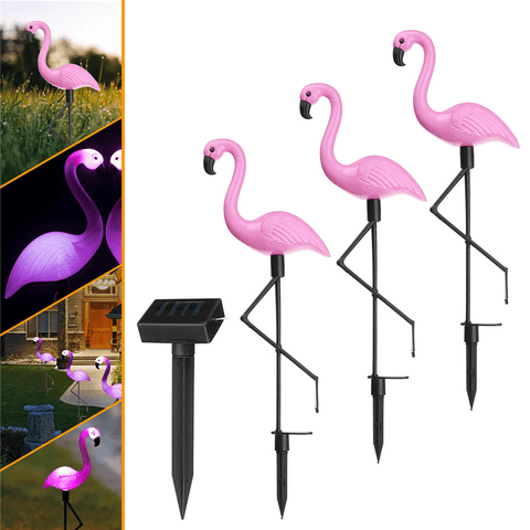solar flamingo garden light