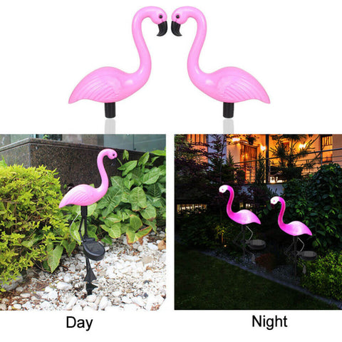 solar pink flamingos