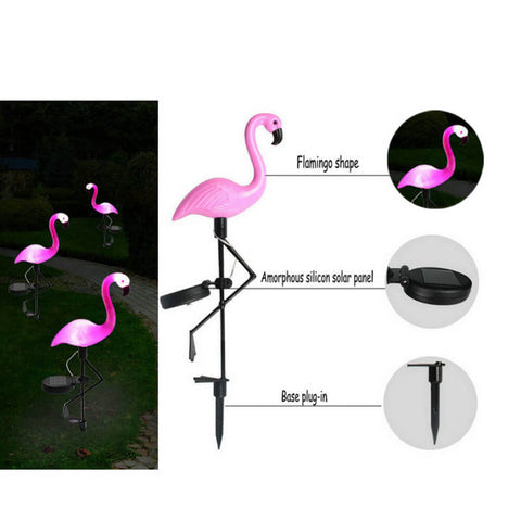 solar flamingo garden stake