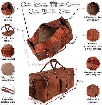 leather duffle bag with pockets