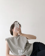 Load image into Gallery viewer, Boxy Shoulder Striped Tee
