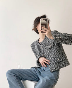 [Ready Stock] Gijon Boxy Pocket Tweed Jacket