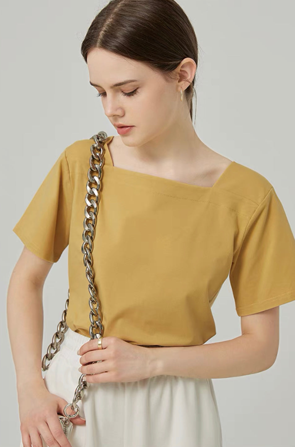 [Cool Tech] Square Neck Top in Yellow