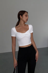 Secret Place Twist Cropped Top in White