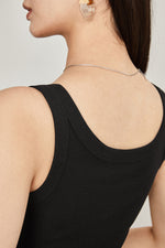 Load image into Gallery viewer, U Neck Ribbed Tank Top in Black
