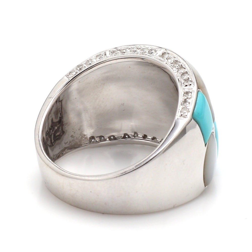 Mother of Pearl and Turquoise Inlay Ring