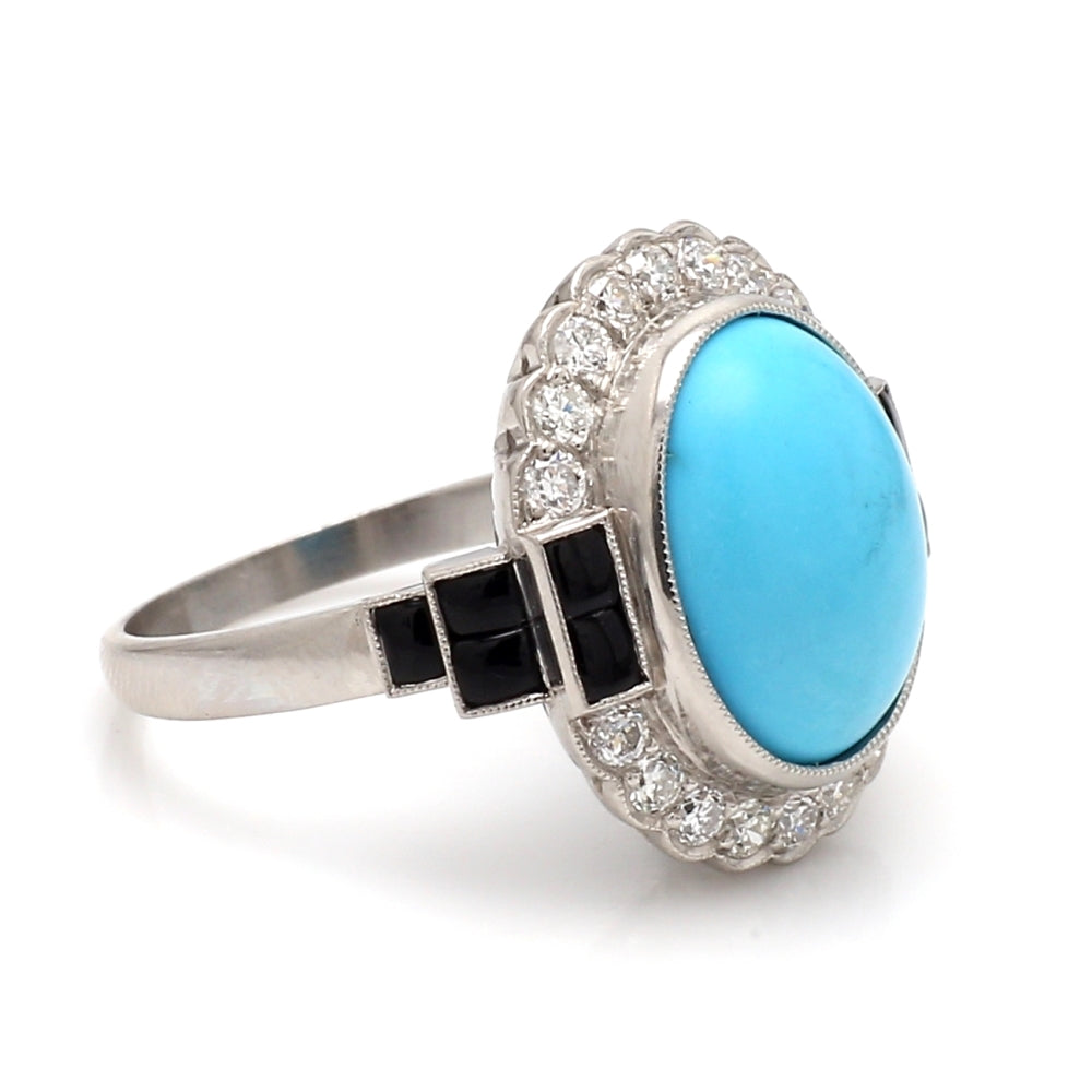 5.44ct Oval Cabochon Cut Turquoise Ring