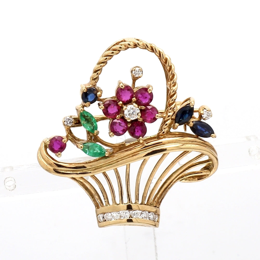 SOLD - Flower Basket Brooch | Goldstein Diamonds