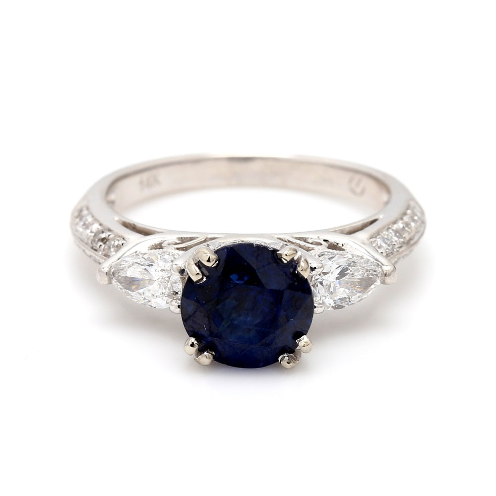 SOLD - 2.41ct Round Brilliant Cut, Sapphire Ring | Goldstein Diamonds