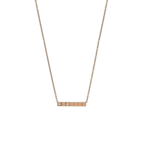 14 karat rose gold bar diamond necklace