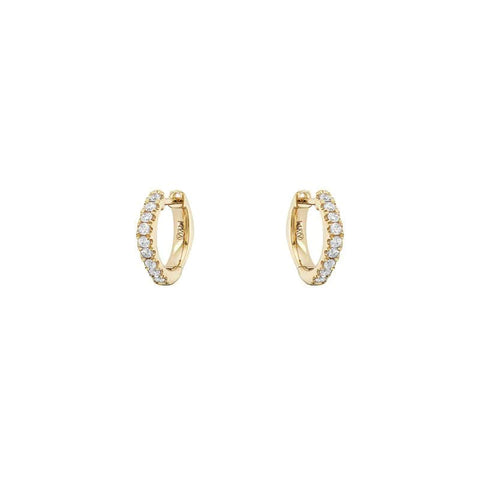 14 Karat Yellow Gold Square Diamond Huggie Earrings