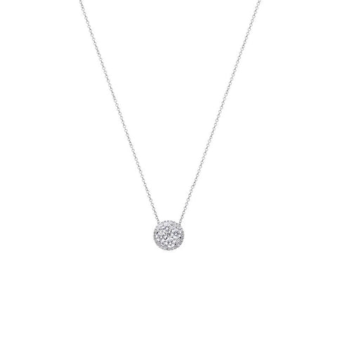 18 Karat White Gold Illusion Set Diamond Pendant Necklace