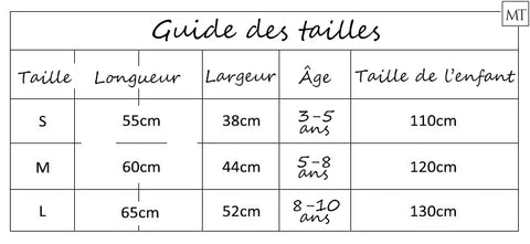 Guide des tailles tablier peinture manches longues