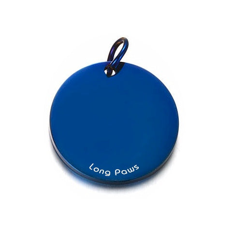Titanium Dog Tag (22mm), Engravable, Blue | Round