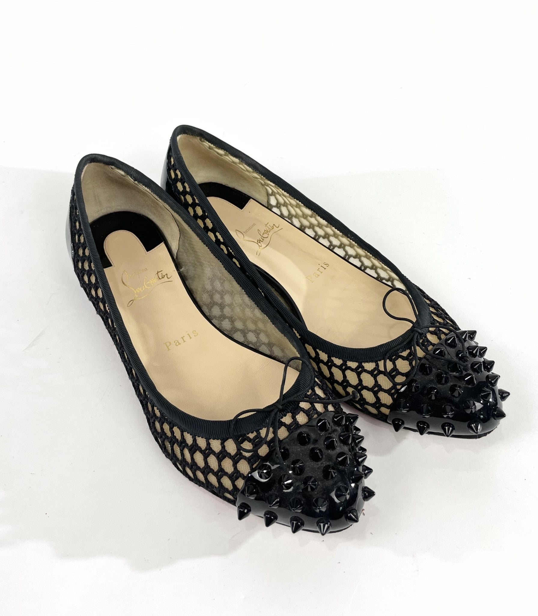 Black Nude Spike Mesh Ballet Flat Size 39.5 – Baggio Consignment