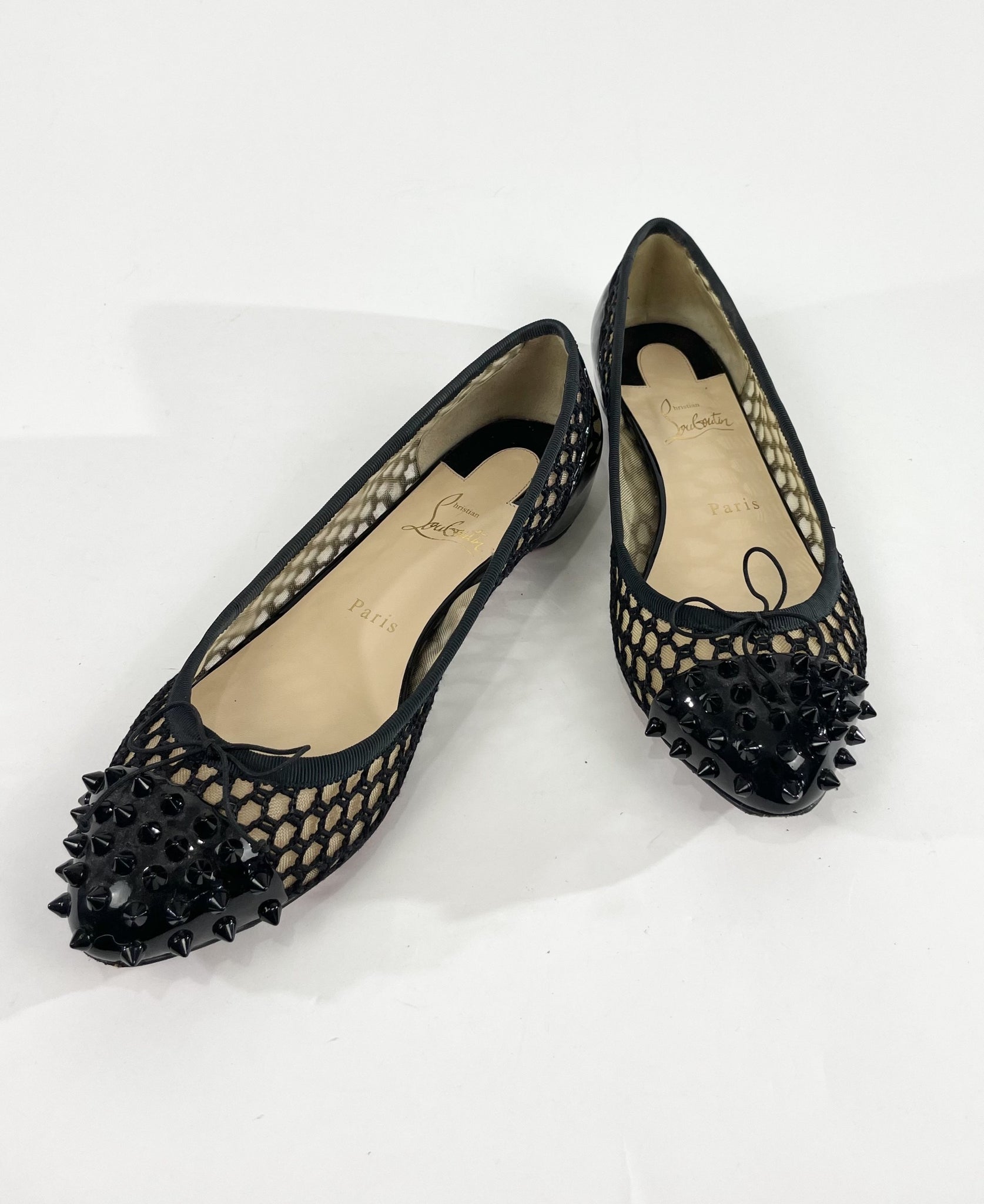 Black Nude Spike Mesh Ballet Flat Size 39.5 – Baggio Consignment