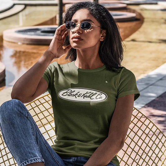 Ladies Relaxed V-neck Detroit Hudson's T-shirt - Heather Forest Green —  Detroit Shirt Company