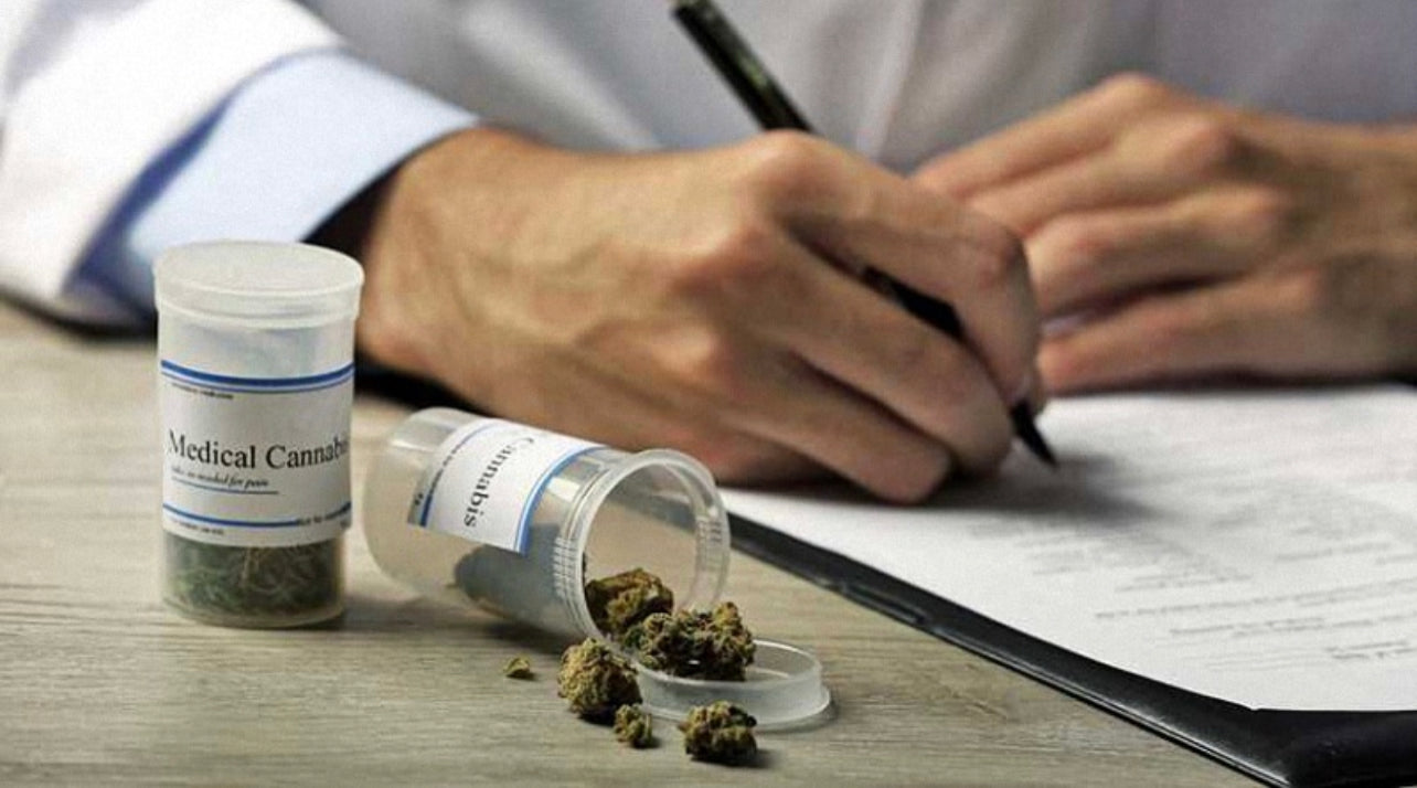 a doctor writing a prescribed medical cannabis