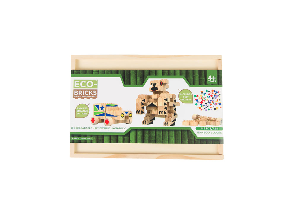 Once Kids Bamboo Bricks Education Large Set with Felt Stickers