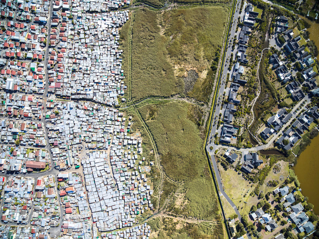 Lake Michelle and Masiphumelele, Cape Town. South African Inequality