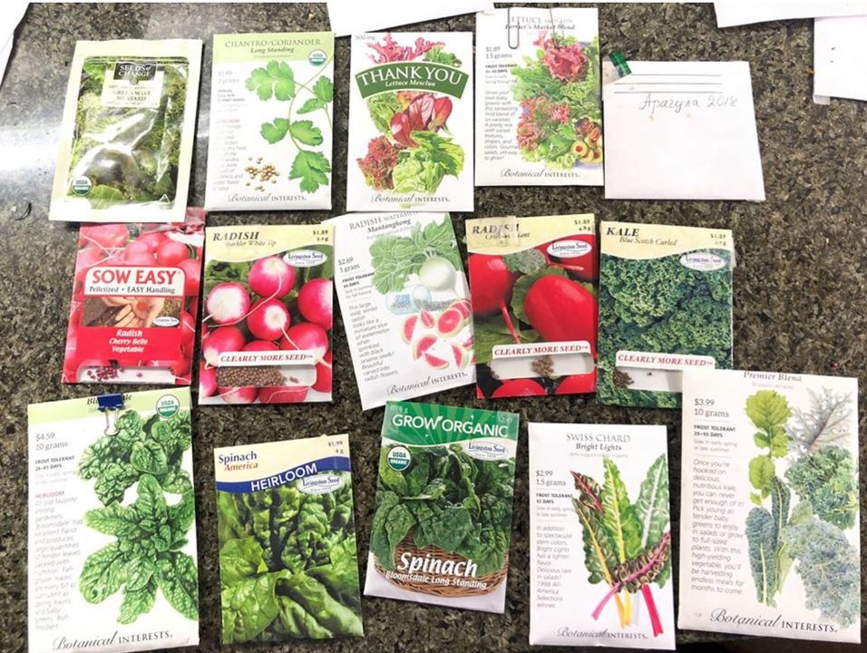 My seeds packets from Sprouts and other places