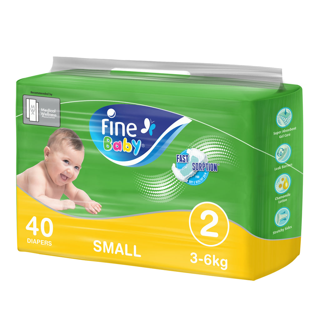 Fine Baby Diapers, Size 2, Small 3-6kg 