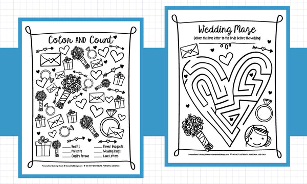 Wedding Coloring Book, Wedding Reception Activity Keepsake Book or Wed –  Samantha B Design