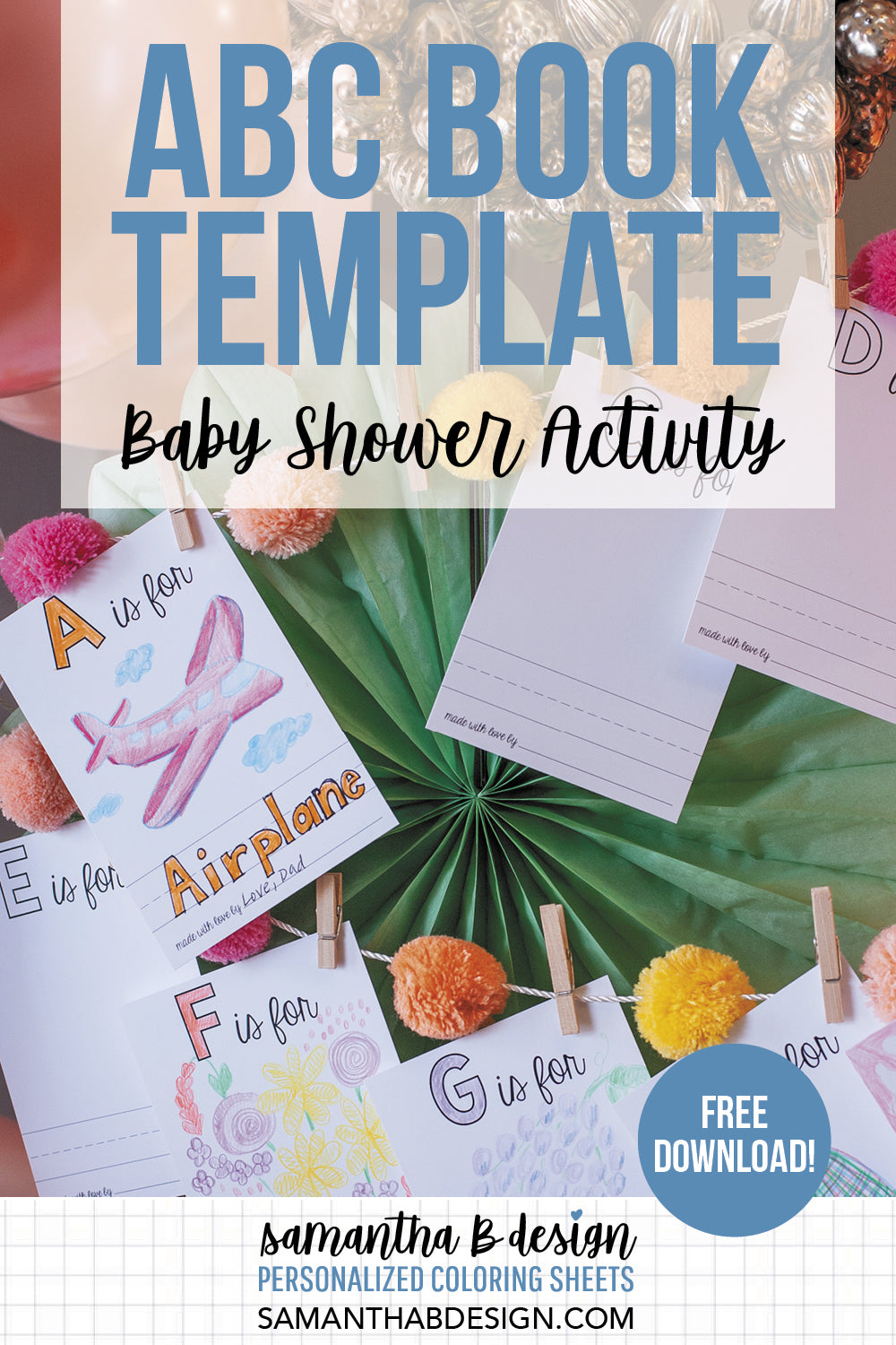 ABC Book Baby Shower Activity Free Printable Template Download