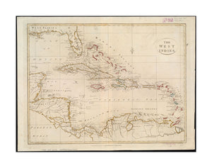 1808 Map West Indies The West Indies Relief shown pictorially.
