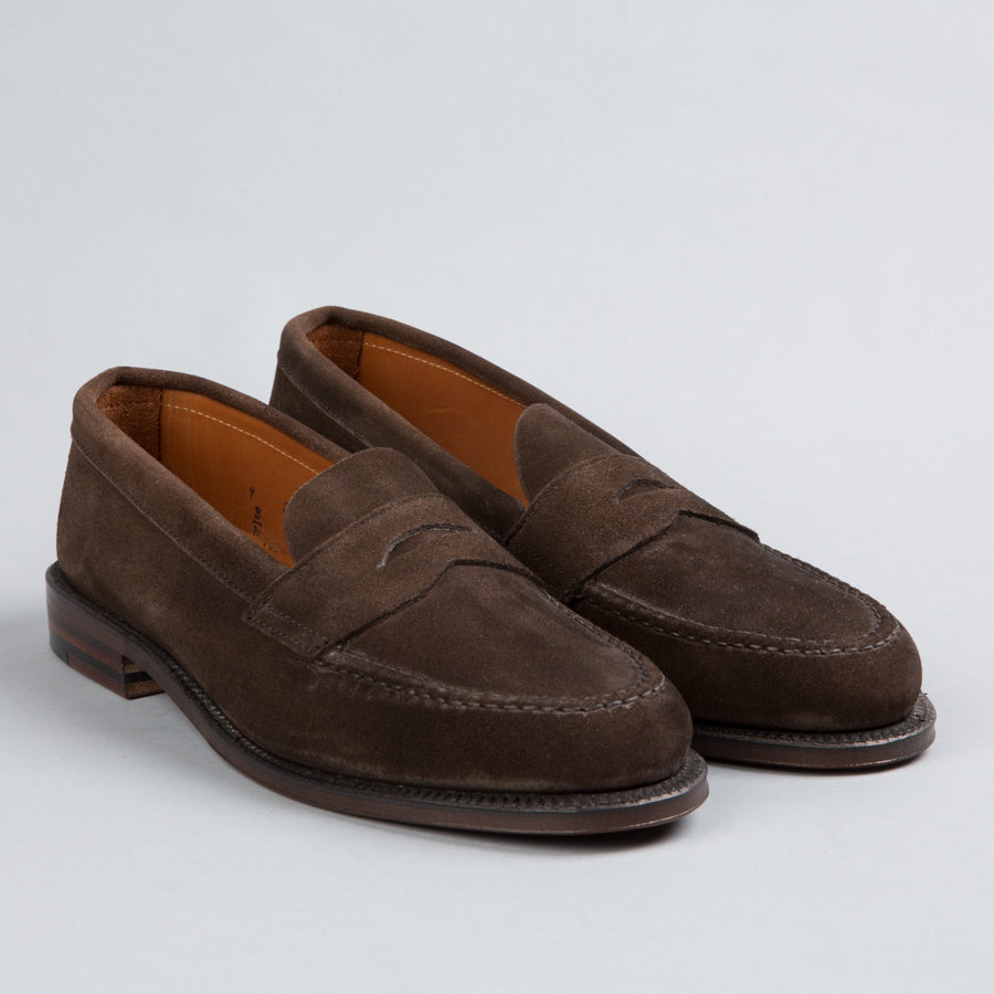 tan suede penny loafers