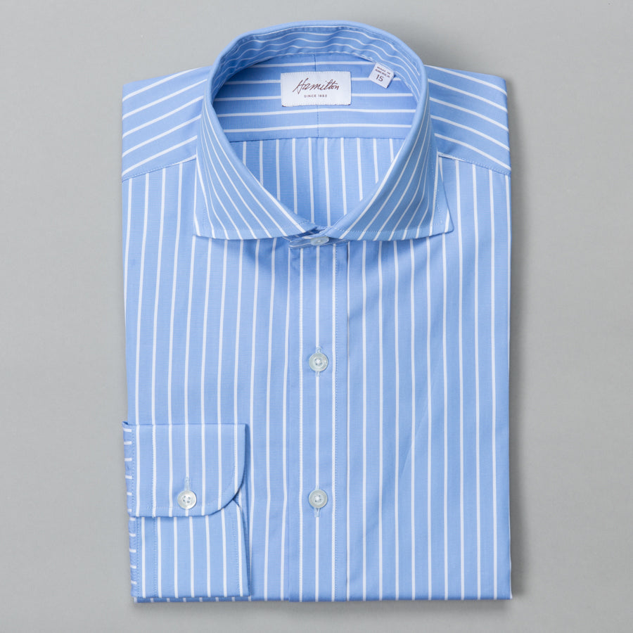 HAMILTON | SPREAD COLLAR DRESS SHIRT BLUE REVERSE STRIPE | Supply & Advise