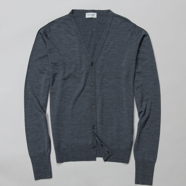 JOHN SMEDLEY | BRYN MERINO WOOL CARDIGAN CHARCOAL | Supply & Advise