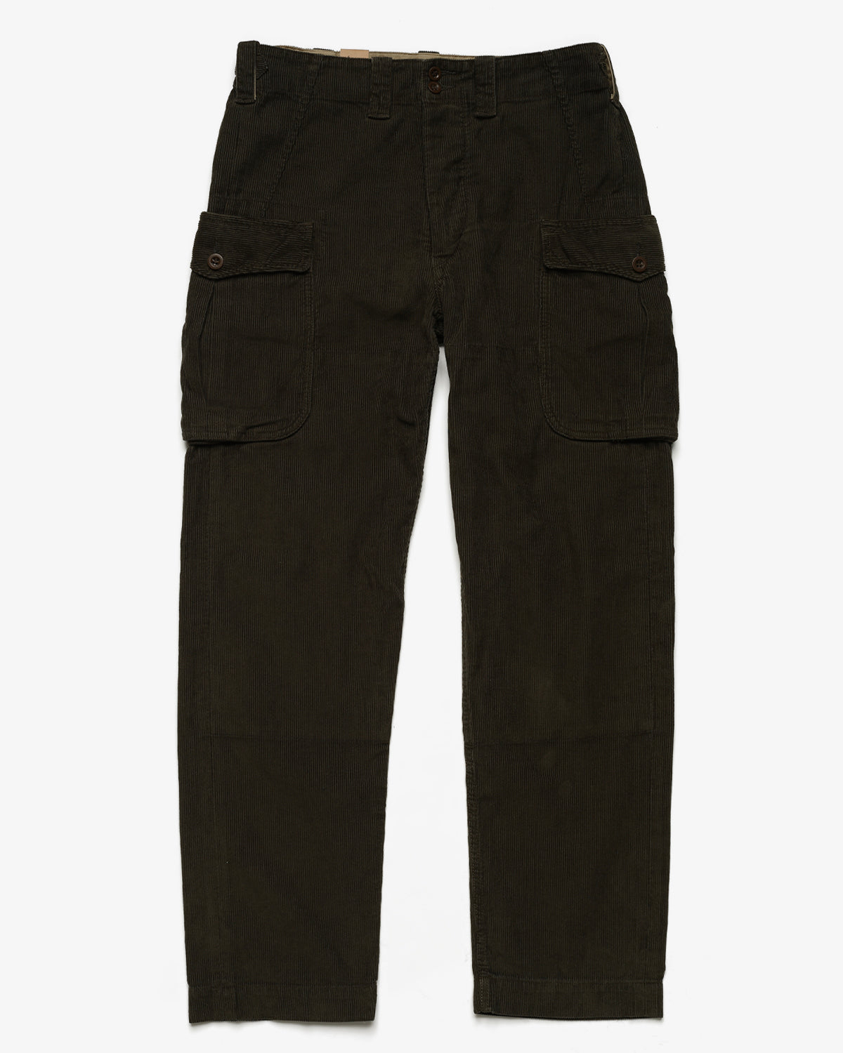 Mens Double RL Corduroy Cargo Pants Olive Boot Cut Size(34-30)