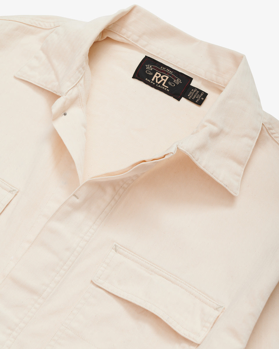 HERRINGBONE TWILL OVERSHIRT CREAM