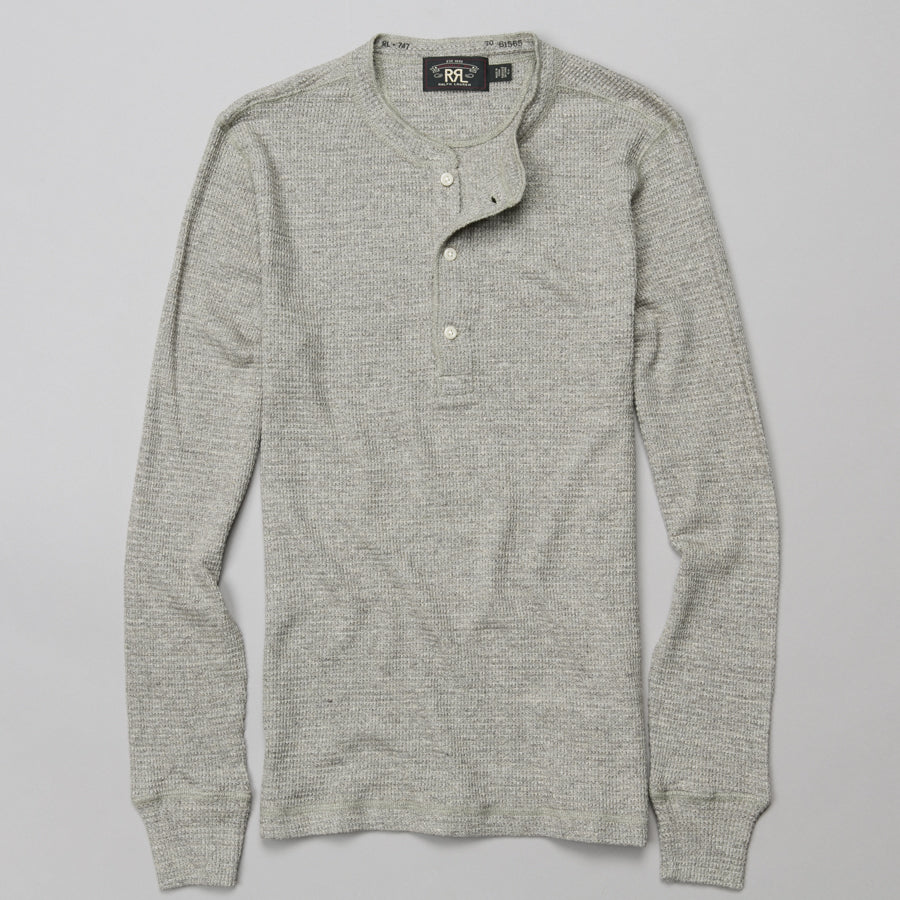 Waffle-Knit Henley - Faded Black