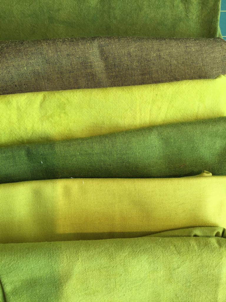 many shades of green fabrics