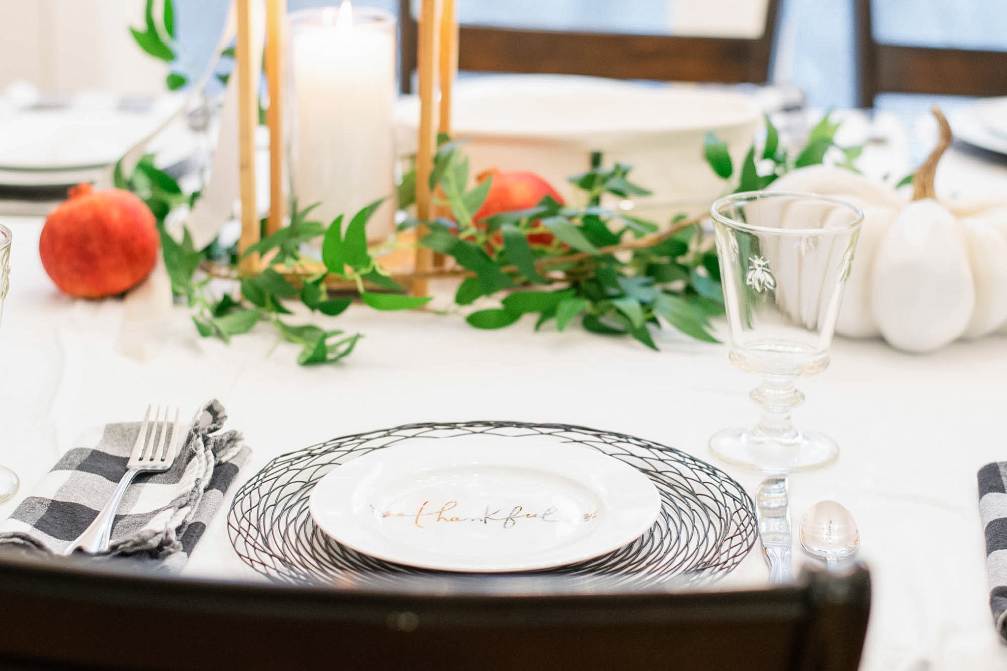 table setting with thankful plate