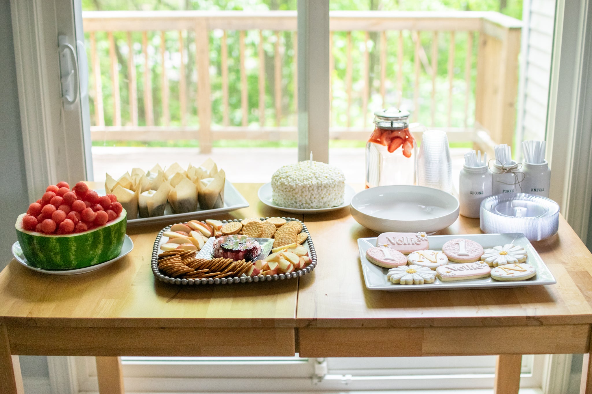 table with food on it