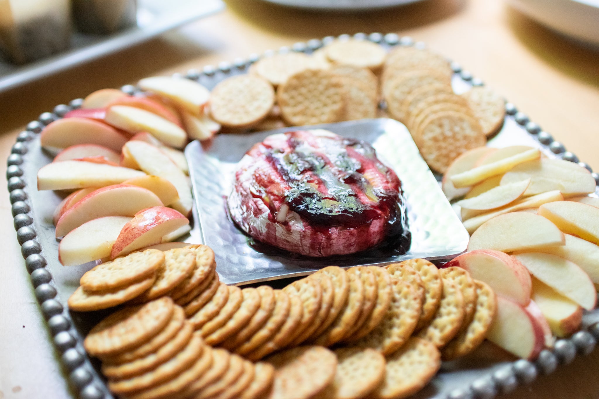 cracker and apple charcuterie board