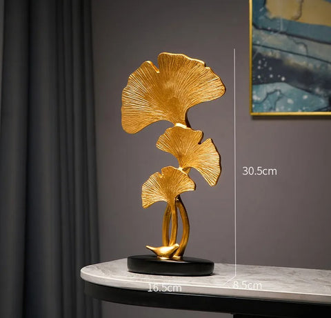 Gold Ginkgo Leaf Sculpture Set Size