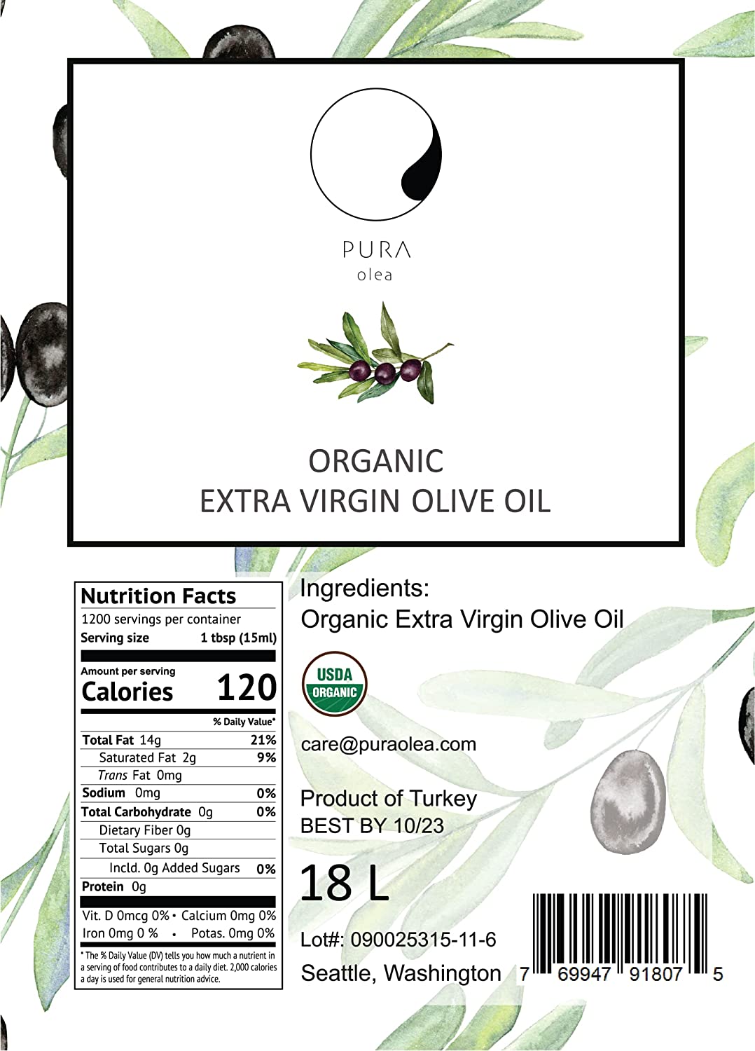 Pure Nutrition Vital Raw Cold Pressed Virgin Olive Oil, For Skin & Hair -  250ml