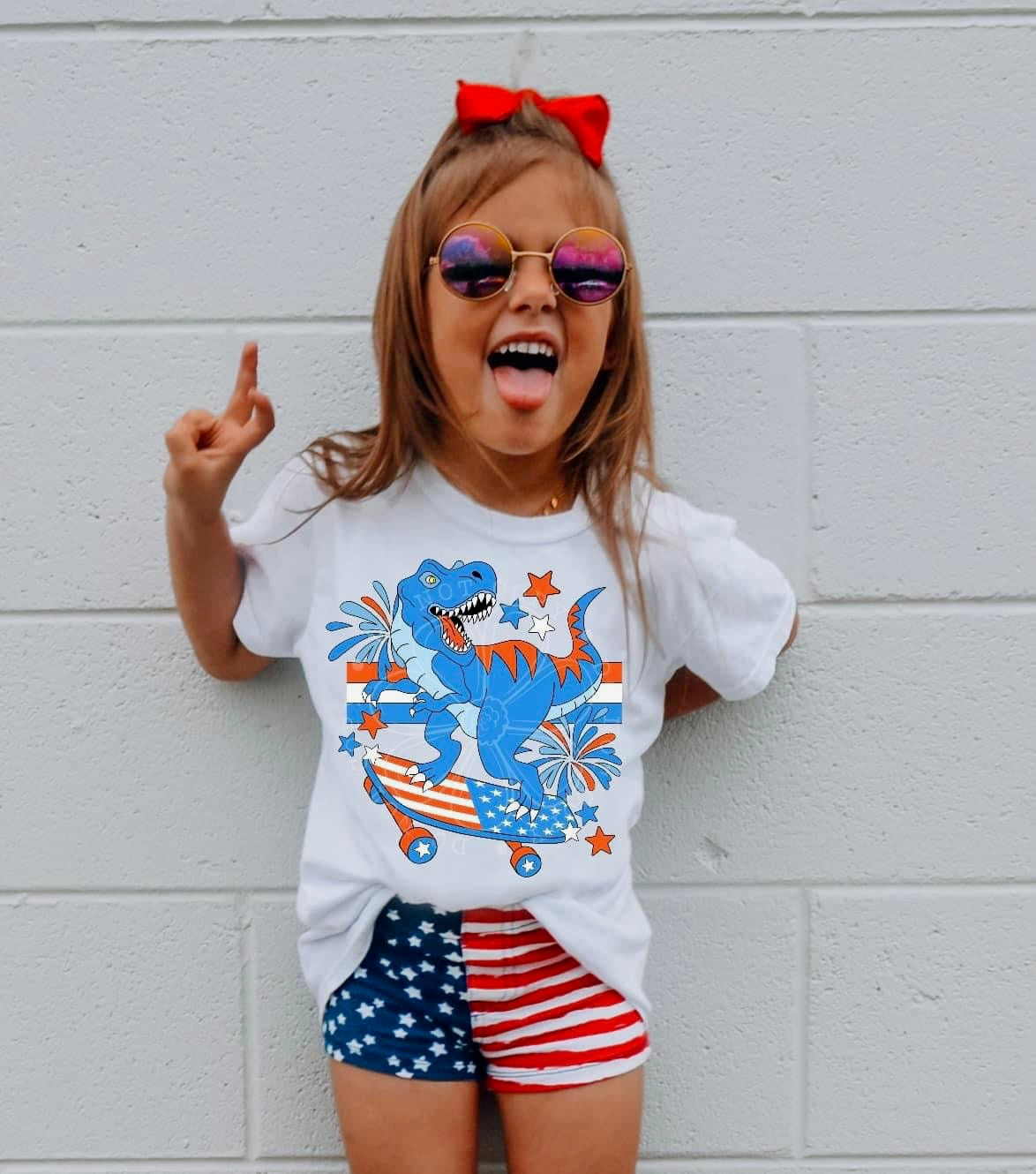 Dino Skateboard 4th of July TRANSFER LYT