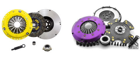 Damond Motorsports blog - On the left you can see an ACT Street Sprung Clutch Kit with Streetlite Flywheel and on the right an XClutch XKMZ24530-1P Stage 3 Clutch Kit