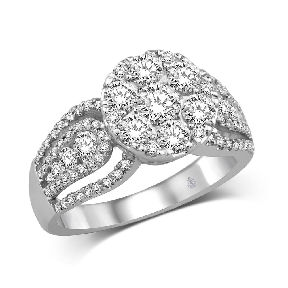 14K White Gold 1 5/8 Ct.Tw.Diamond Fashion Ring