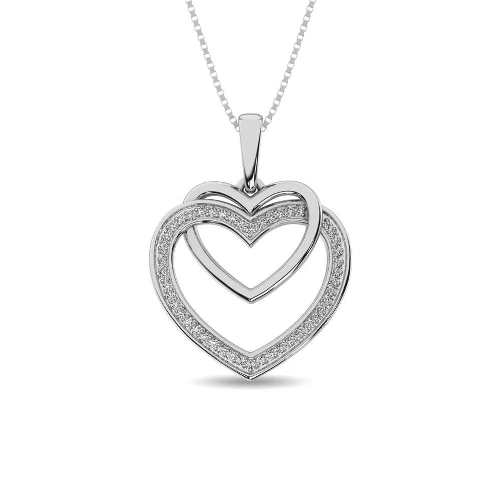 Diamond Duel Heart Pendant 1/10 ct tw in Sterling Silver – Rays Jewelry ...