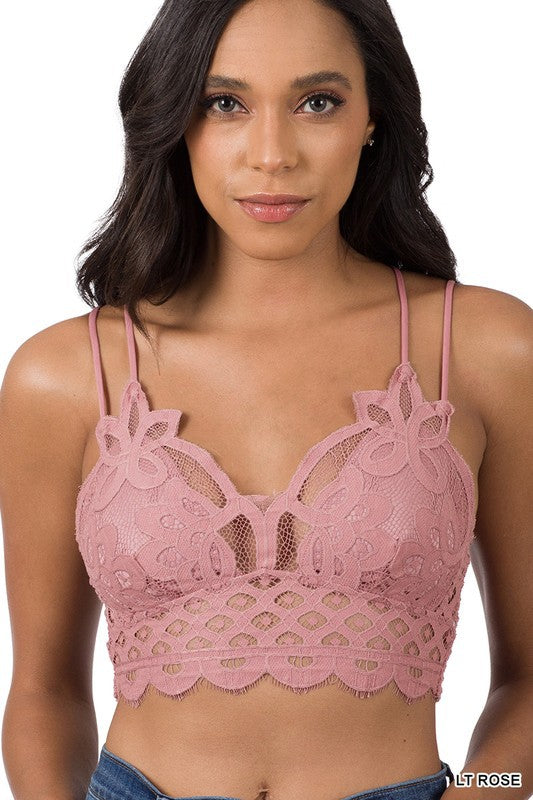 Plus Size Hot Pink Scalloped Lace Halter Bralette – Infinity Lace
