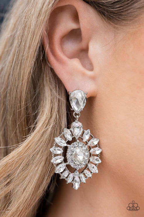 Paparazzi Must Love Diamonds - White Rhinestones Earrings