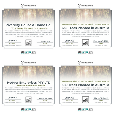 Rivercity House & Home plant tree certificates